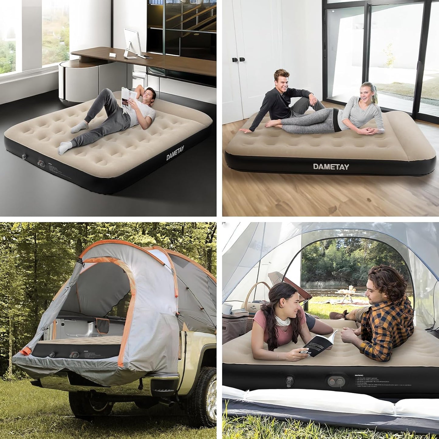 Dametay Luftbett 2 Personen, integriertem Kissen mit Pumpe 191x137cm