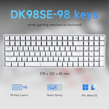 Dierya DK98se Gaming Tastatur,98 Tasten Mechanische Tastatur mit Brown Tactile Switch Weiß
