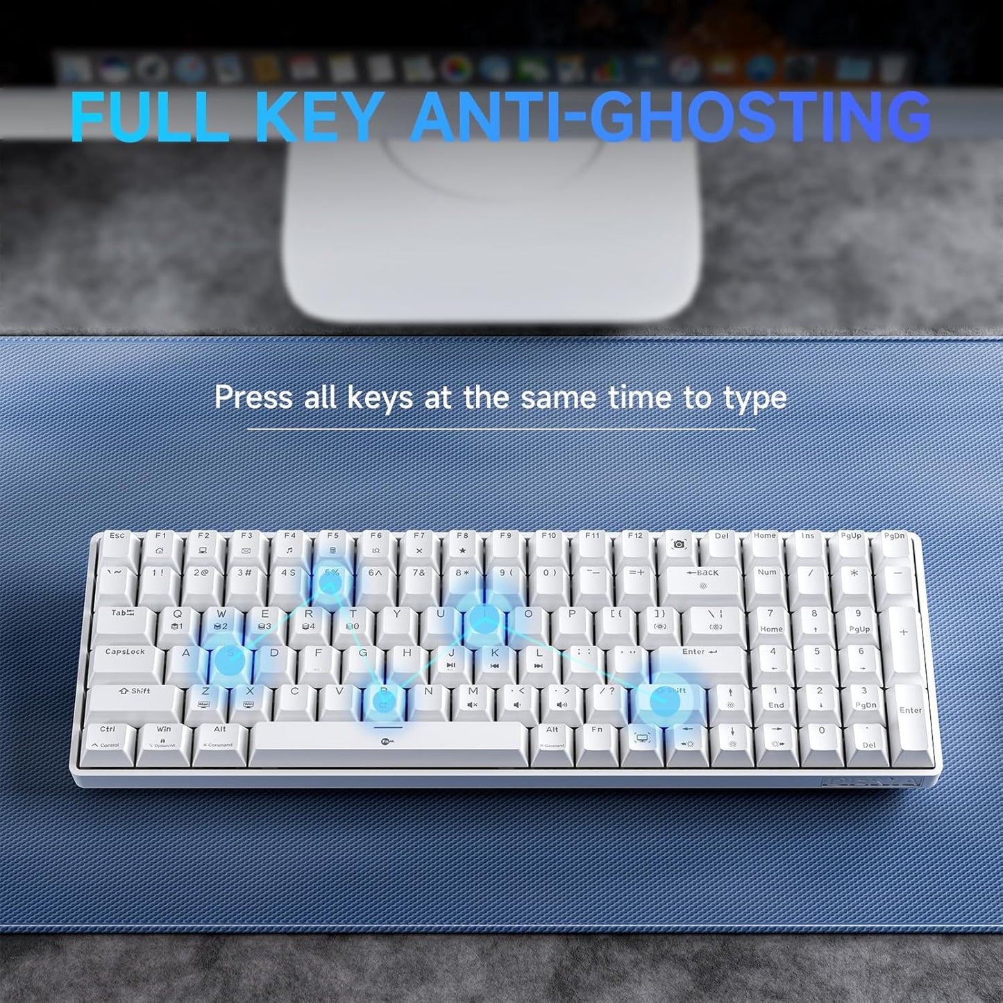 Dierya DK98se Gaming Tastatur,98 Tasten Mechanische Tastatur mit Brown Tactile Switch Weiß