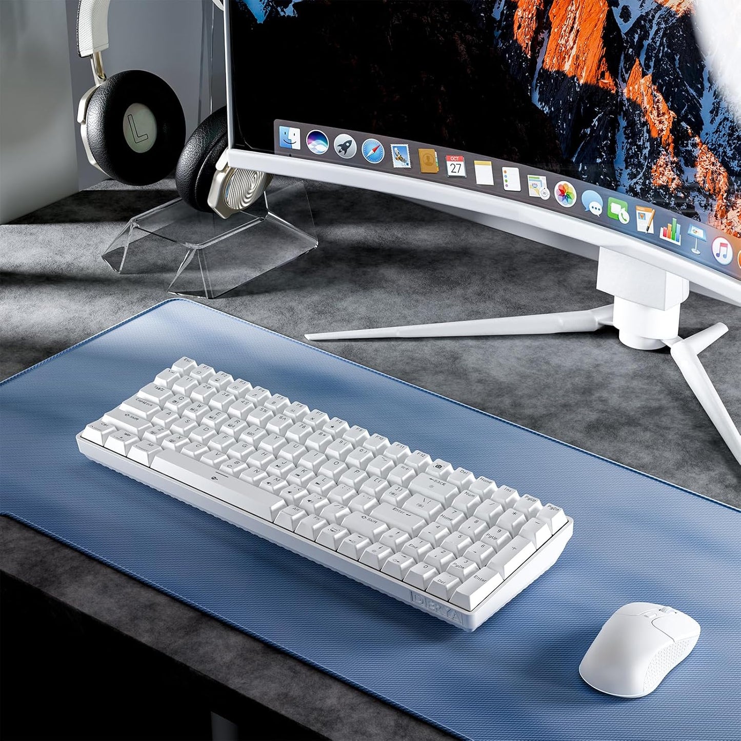 Dierya DK98se Gaming Tastatur,98 Tasten Mechanische Tastatur mit Brown Tactile Switch Weiß