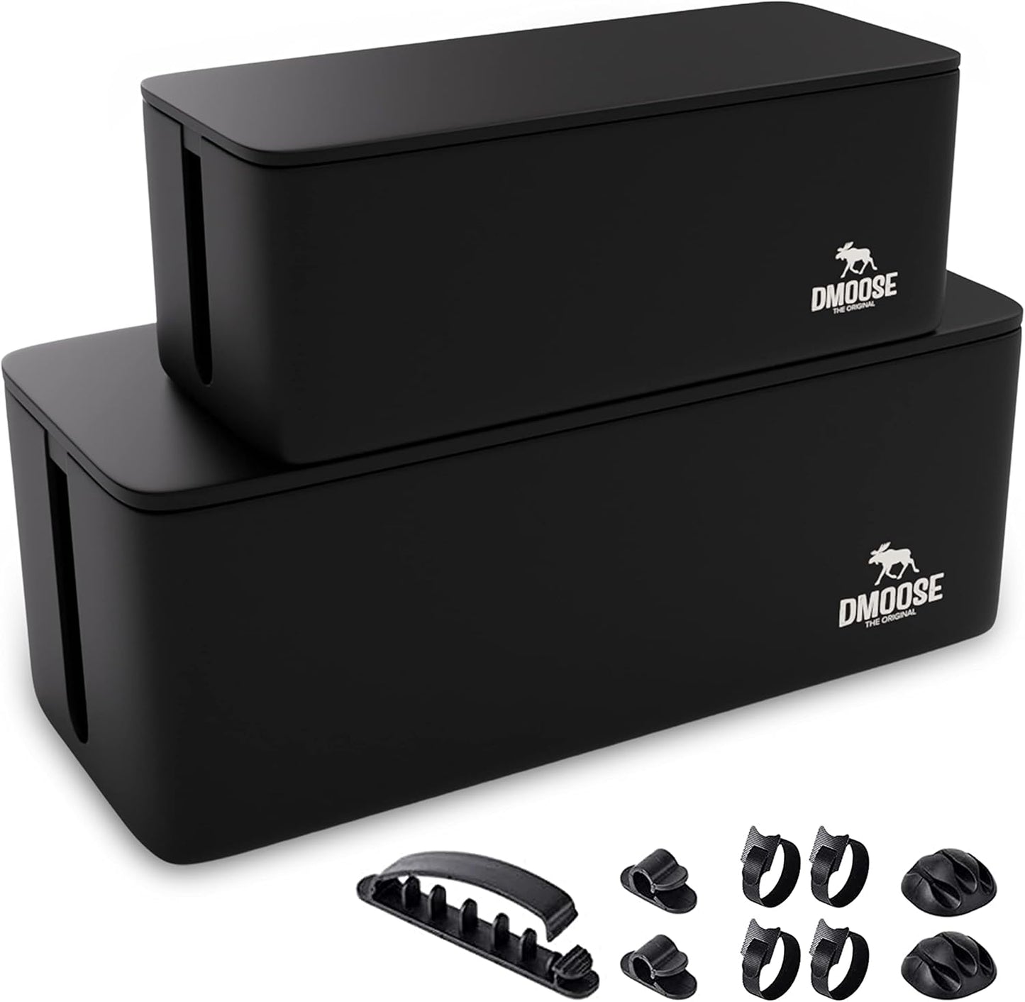 DMoose Kabelbox - 2er Pack kabelbox schwarz aus ABS-Kunststoff Schwarz