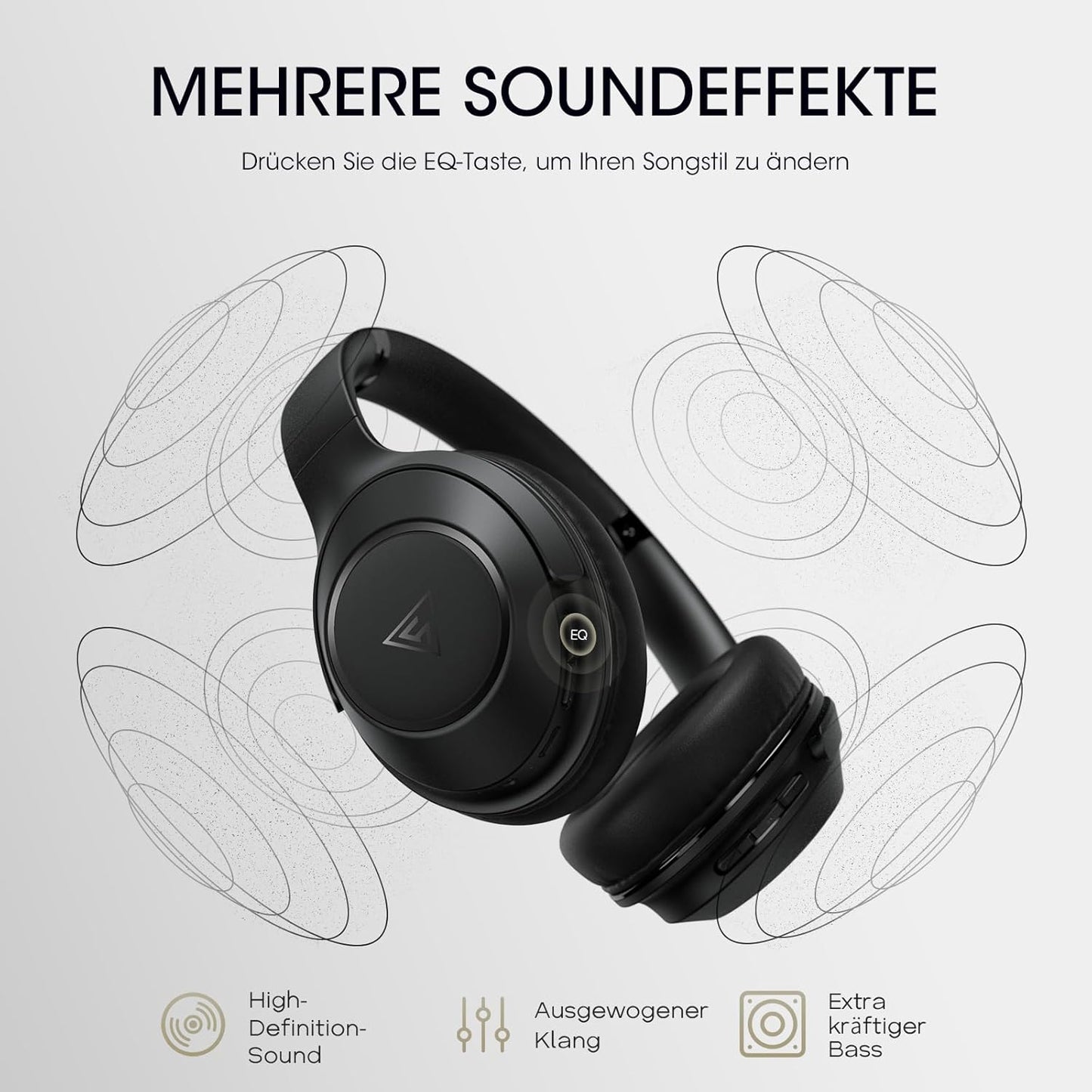 DOQAUS Kopfhörer Life 5 Kabellos Bluetooth,70Std Spielzeit 3 EQ-Modi Schwarz