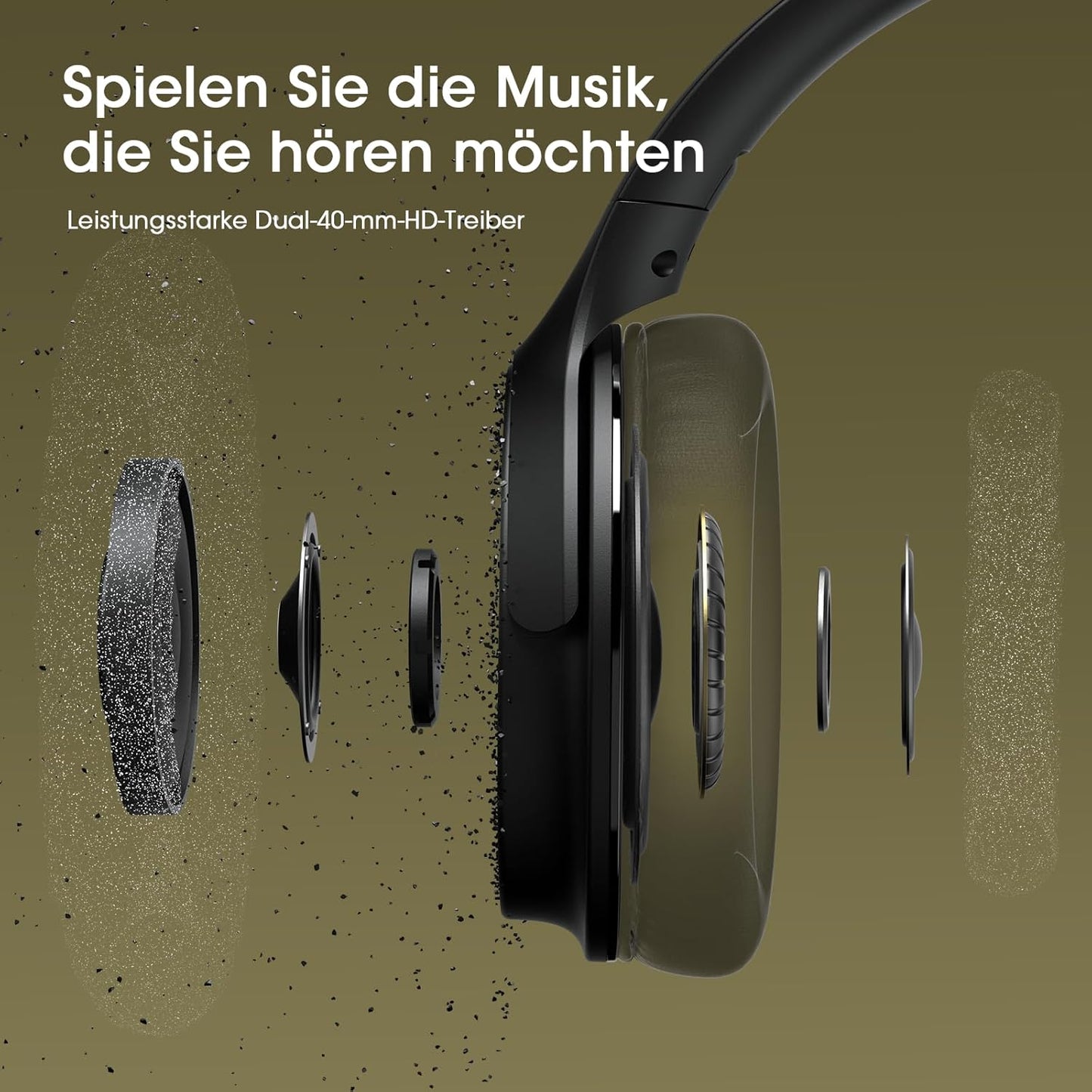DOQAUS Kopfhörer Life 5 Kabellos Bluetooth,70Std Spielzeit 3 EQ-Modi Schwarz