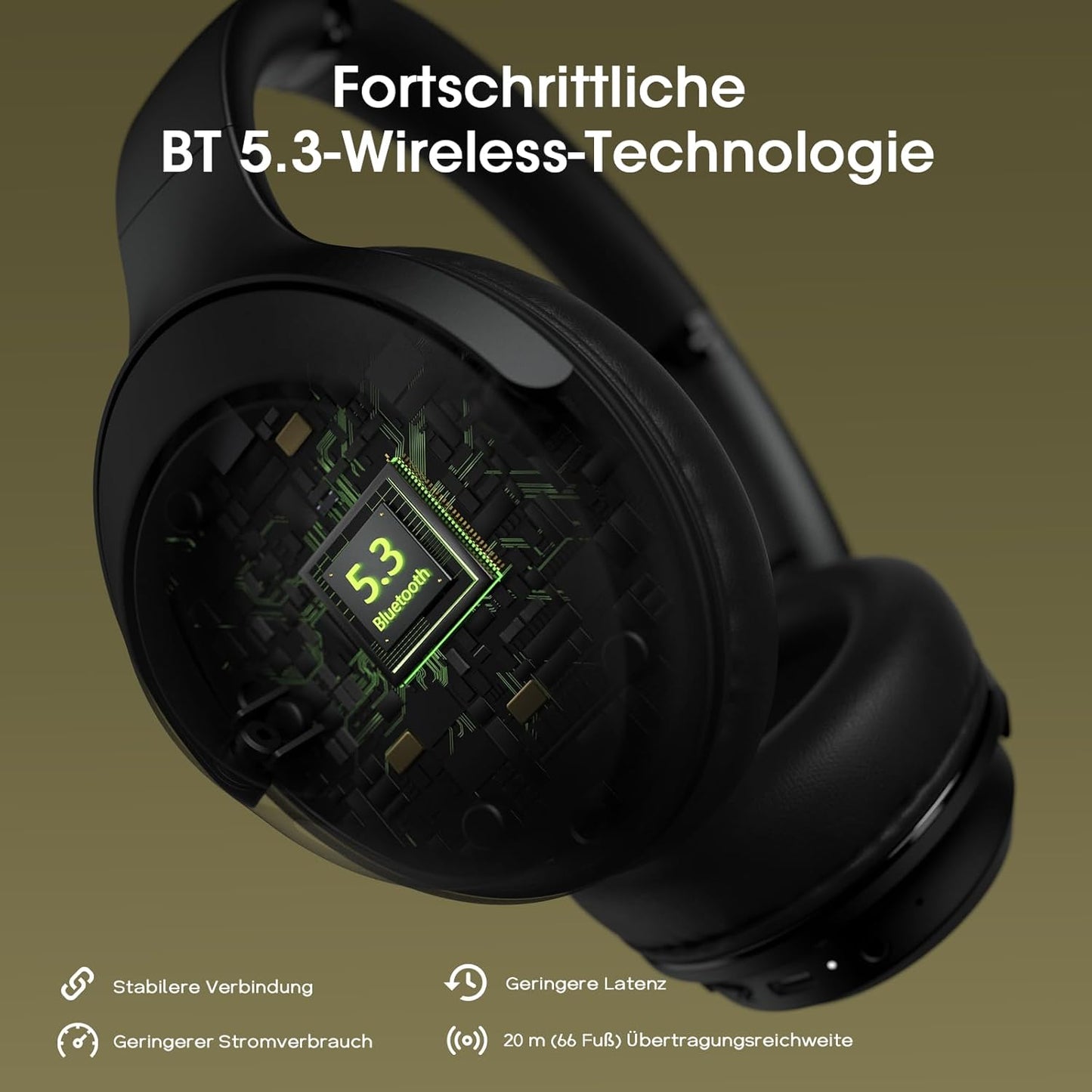 DOQAUS Kopfhörer Life 5 Kabellos Bluetooth,70Std Spielzeit 3 EQ-Modi Schwarz