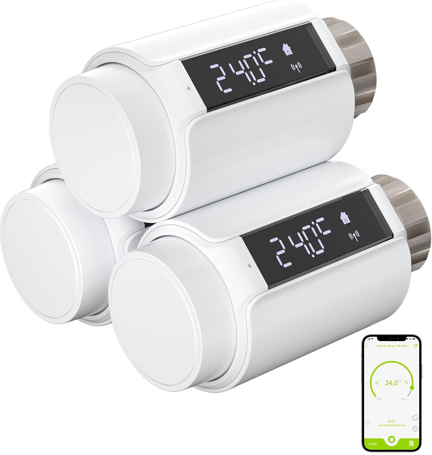 3 X DEERFAMY Heizkörperthermostat mit LED-Display Digitale Heizungssteuerung per App (3 stück)