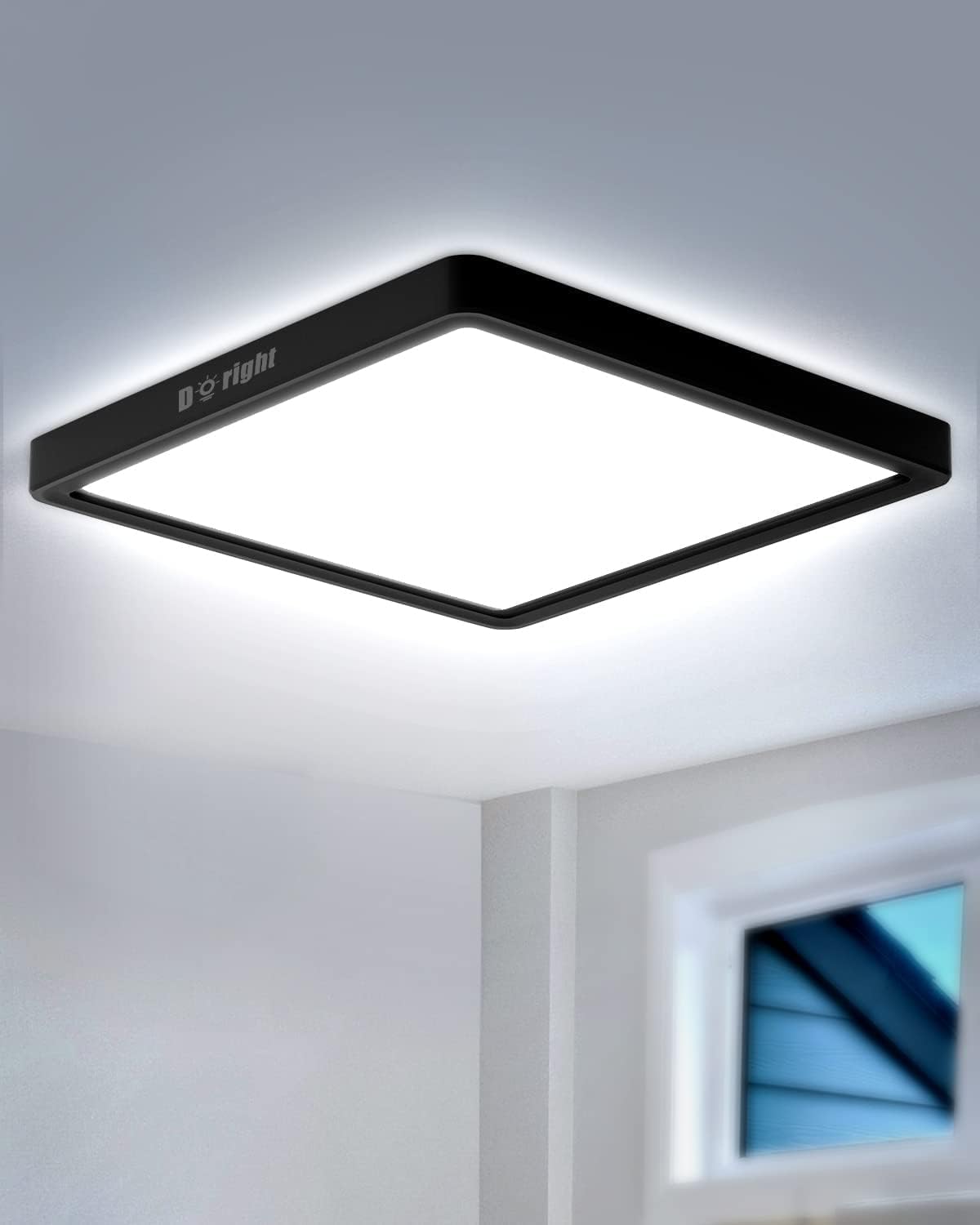 DoRight Led-Deckenleuchte, 36 W, IP44, wasserdicht, vierkant 30cm schwarz,