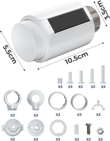 3 X DEERFAMY Heizkörperthermostat mit LED-Display Digitale Heizungssteuerung per App (3 stück)
