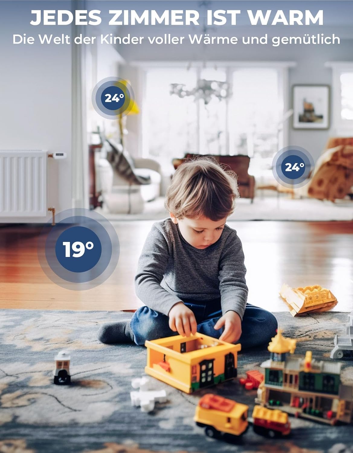 3 X DEERFAMY Heizkörperthermostat mit LED-Display Digitale Heizungssteuerung per App (3 stück)
