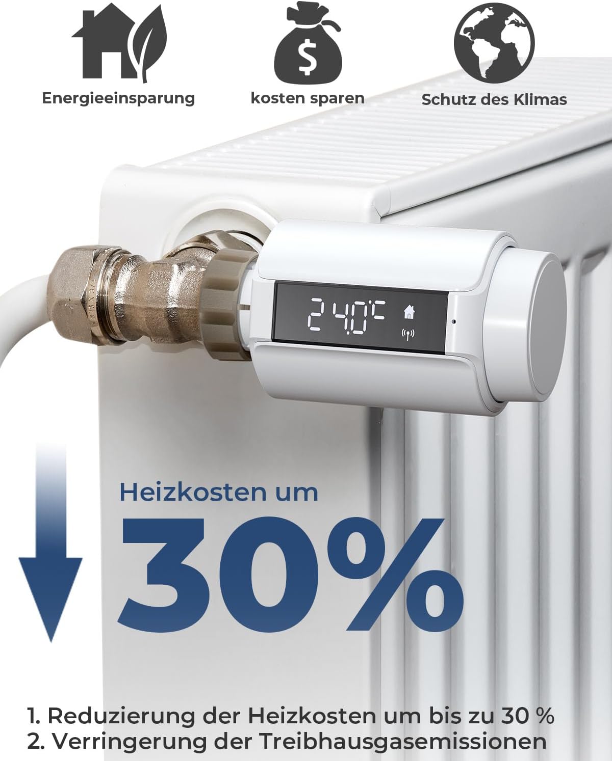 3 X DEERFAMY Heizkörperthermostat mit LED-Display Digitale Heizungssteuerung per App (3 stück)