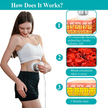 Handheld-Cellulite-Massagegerät PL-678, Körperformung Maschine mit 6 hautfreundlichen, waschbaren Pads, Lymphdrainage-Massagegerät