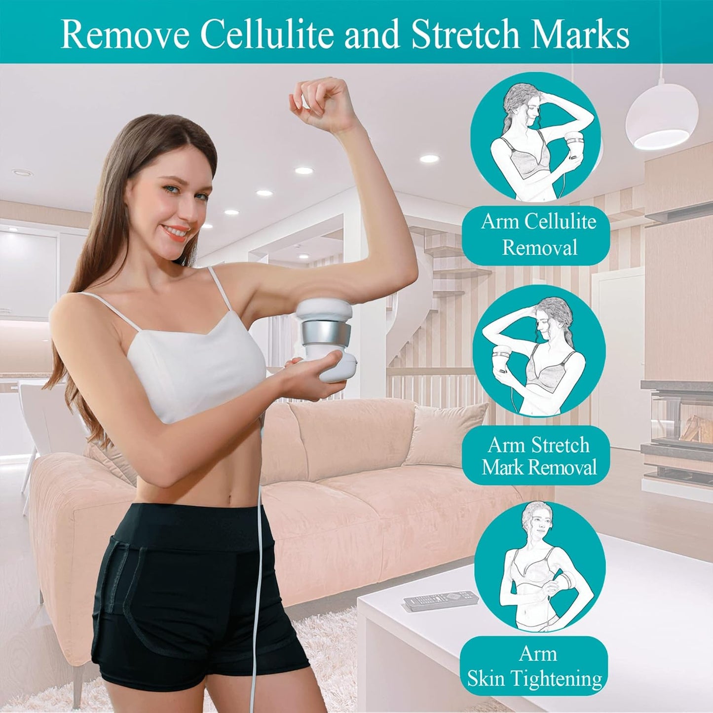 Hand-Cellulite-Massagegerät PL-678, Körperformungsmaschine mit 6 körperfreundlichen, waschbaren Pads, Lymphdrainage-Massagegerät