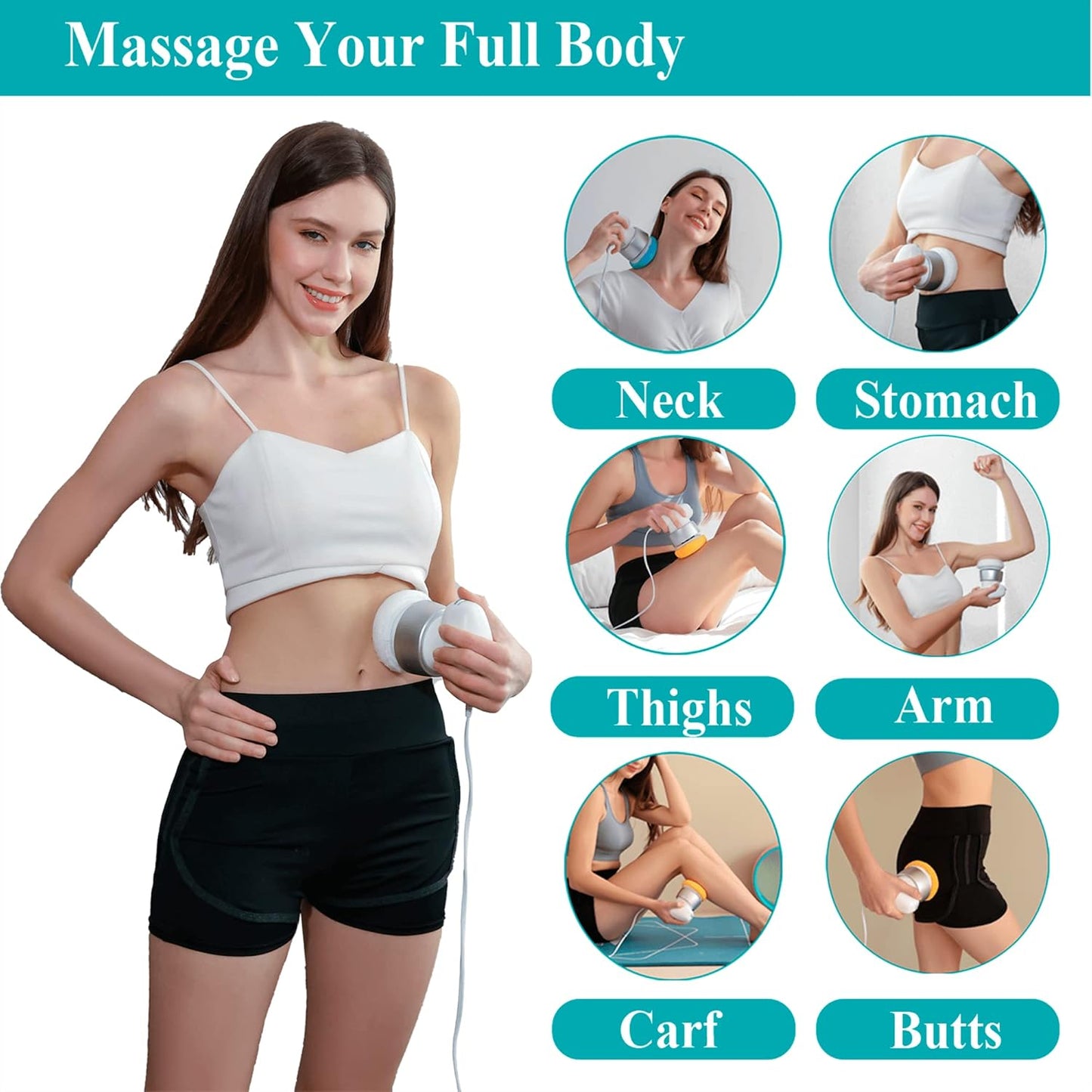 Hand-Cellulite-Massagegerät PL-678, Körperformungsmaschine mit 6 körperfreundlichen, waschbaren Pads, Lymphdrainage-Massagegerät