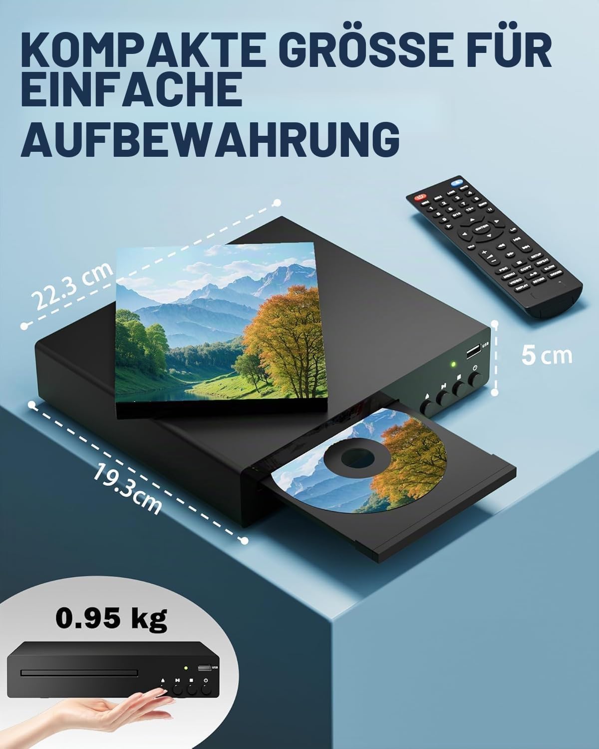 DVD Player HDMI für Fernseher, unterstützt 1080P, NSTC/PAL,mit HDMI&RCA-Kabel, Fernbedienung