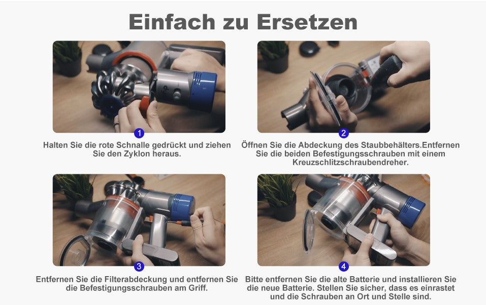 21,6 V 5000 mAh Lithium-Akku EVARY für Dyson V8, V8 Absolute, V8 Animal, V8 Fluffy