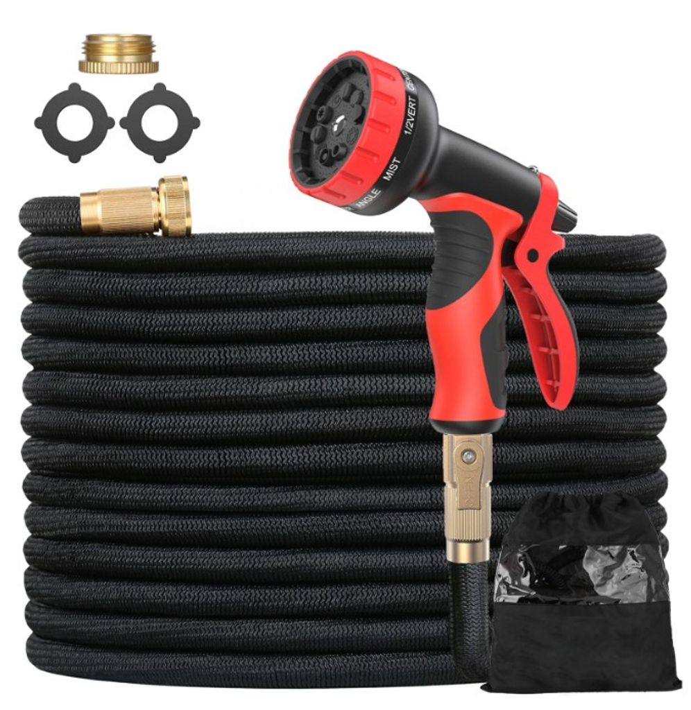 MeterK Gartenschlauch-Set 15 m mit Metall-Wassersprühdüse mit 2500D-Gewebe