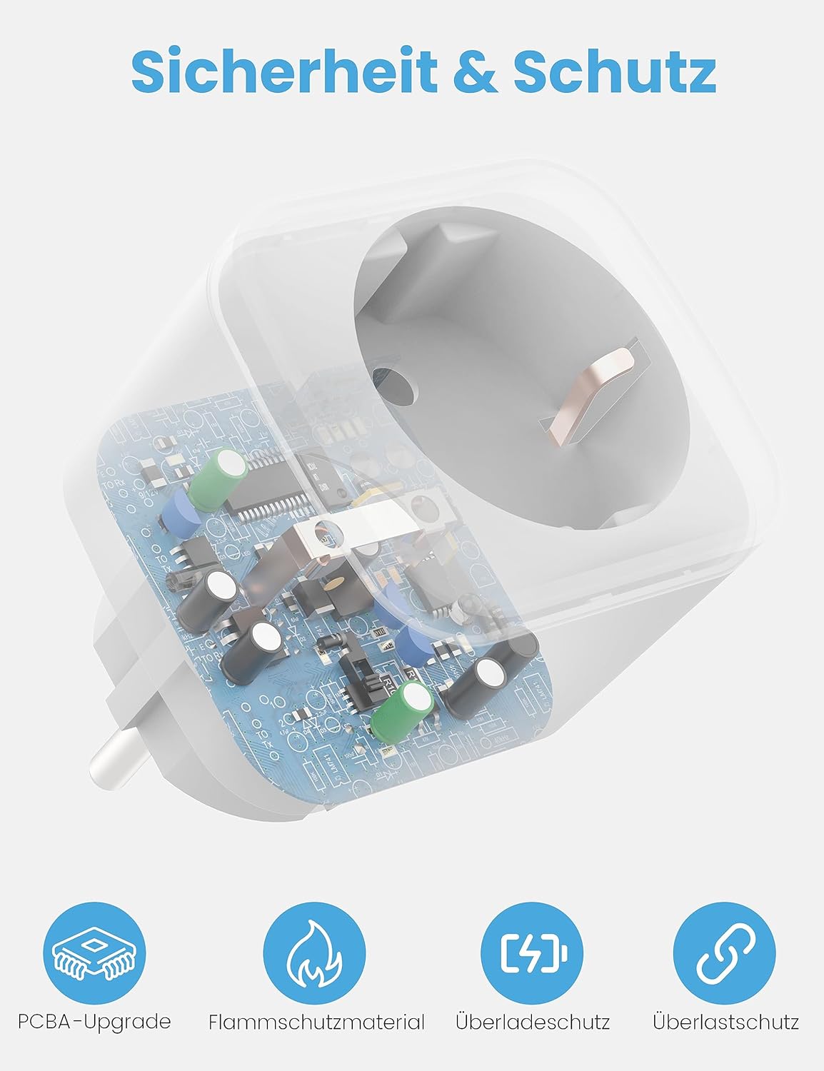 EIGHTREE WLAN Smart Home WiFi Steckdose 2.4GHz&5GHz Alexa/Google APP Fernsteuerung, 16A (4er Pack)