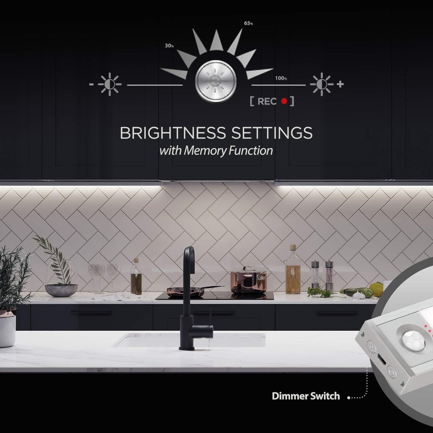 EShine 17 Unterbauleuchte in Wiederaufladbare batteriesbewegungsaktivierte LED - variateur tridimensionnel, 4 modes de fonctionnement, 5000K
éclairage sous inclinaison