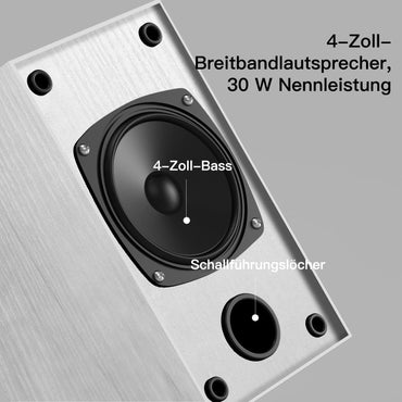Elimavi Aktive Regallautsprecher, Computerlautsprecher mit 4"-Tieftöner, 3,5 mm(2 in pack) Weiß