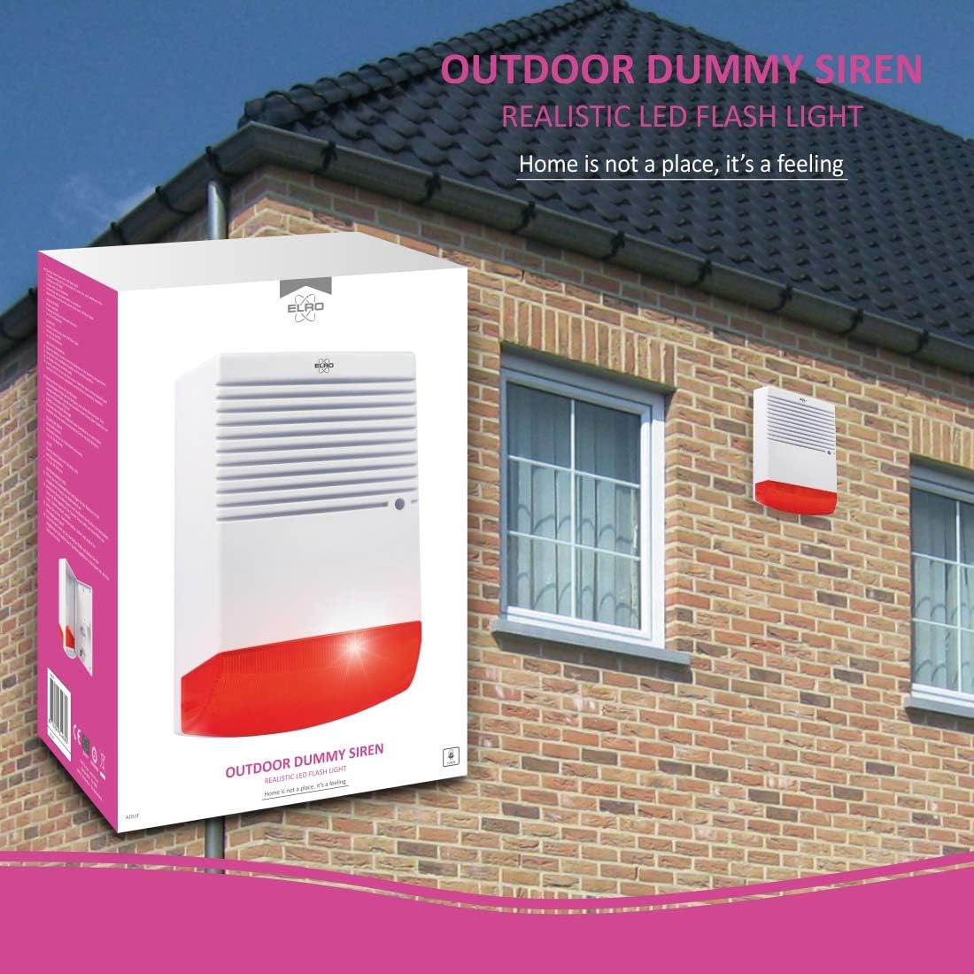 ELRO ADS1F Dummy Alarmsirene - Attrappe - mit blinkendem LED-Licht