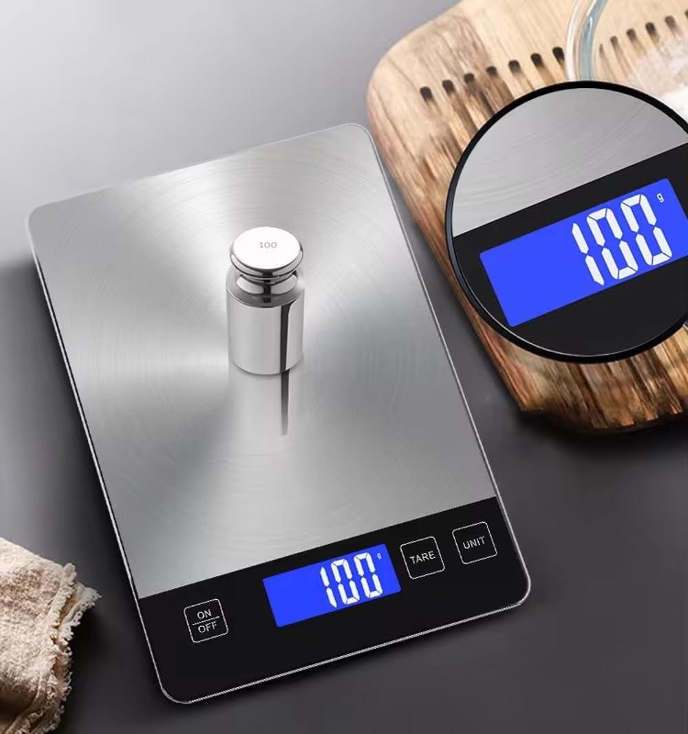 EL.M Küchenwaage, numérique 15 kg avec application et grand écran LCD, Digital Waage