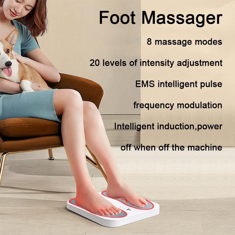 EMS Fußmassagegerät, Durchblutungsstimulator für Füße & Beine, mit 8 Modi