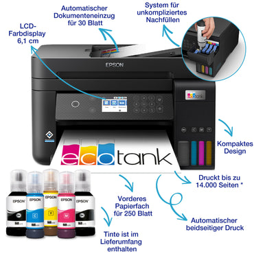 Epson EcoTank ET-3850, scanner d'imprimante multifonction 3 en 1, copieur