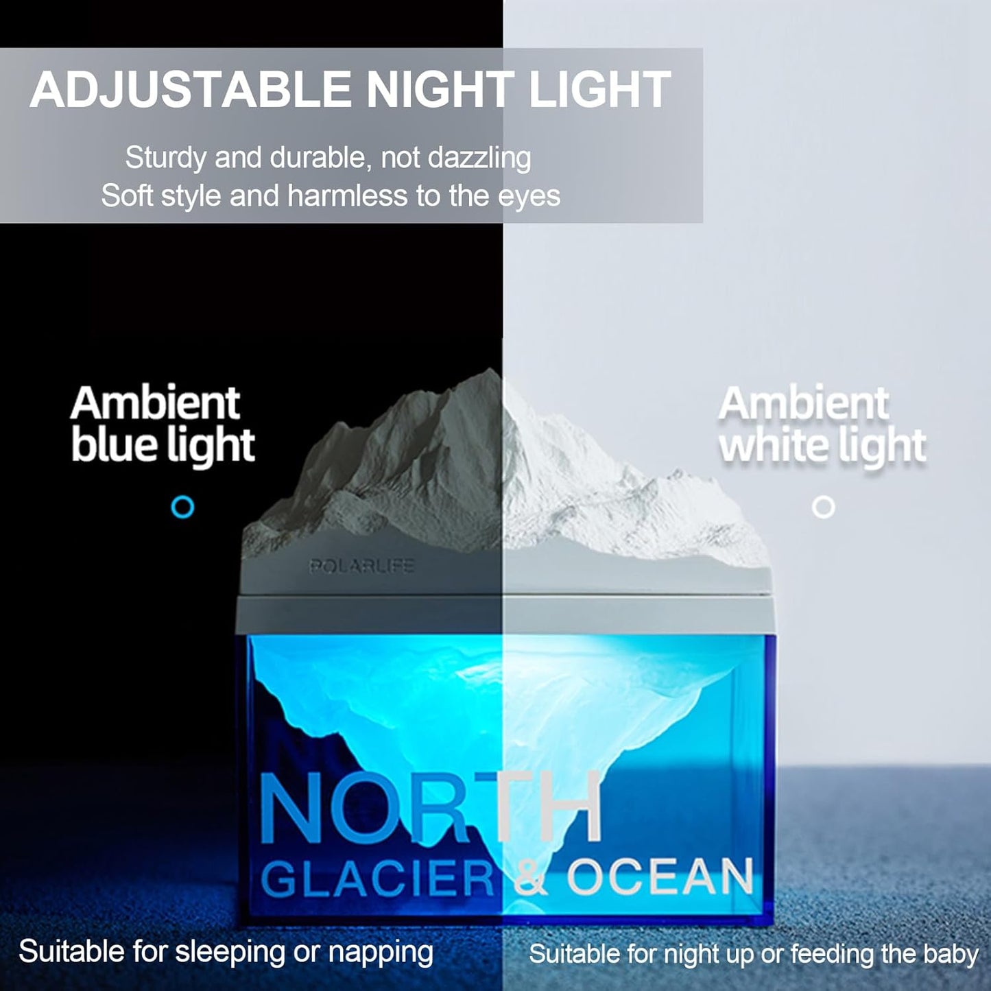 EQURA Nachttischlampe, Tischlampe mit 2 Farben und 3 Modi Nachtlicht Kinder USB
