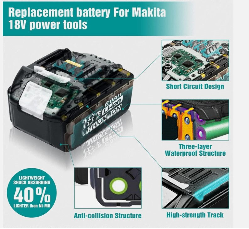 2-PACK 5500Ah 18V LXT Li-ion ErsatzAkku Für Makita BL1860B BL1830B