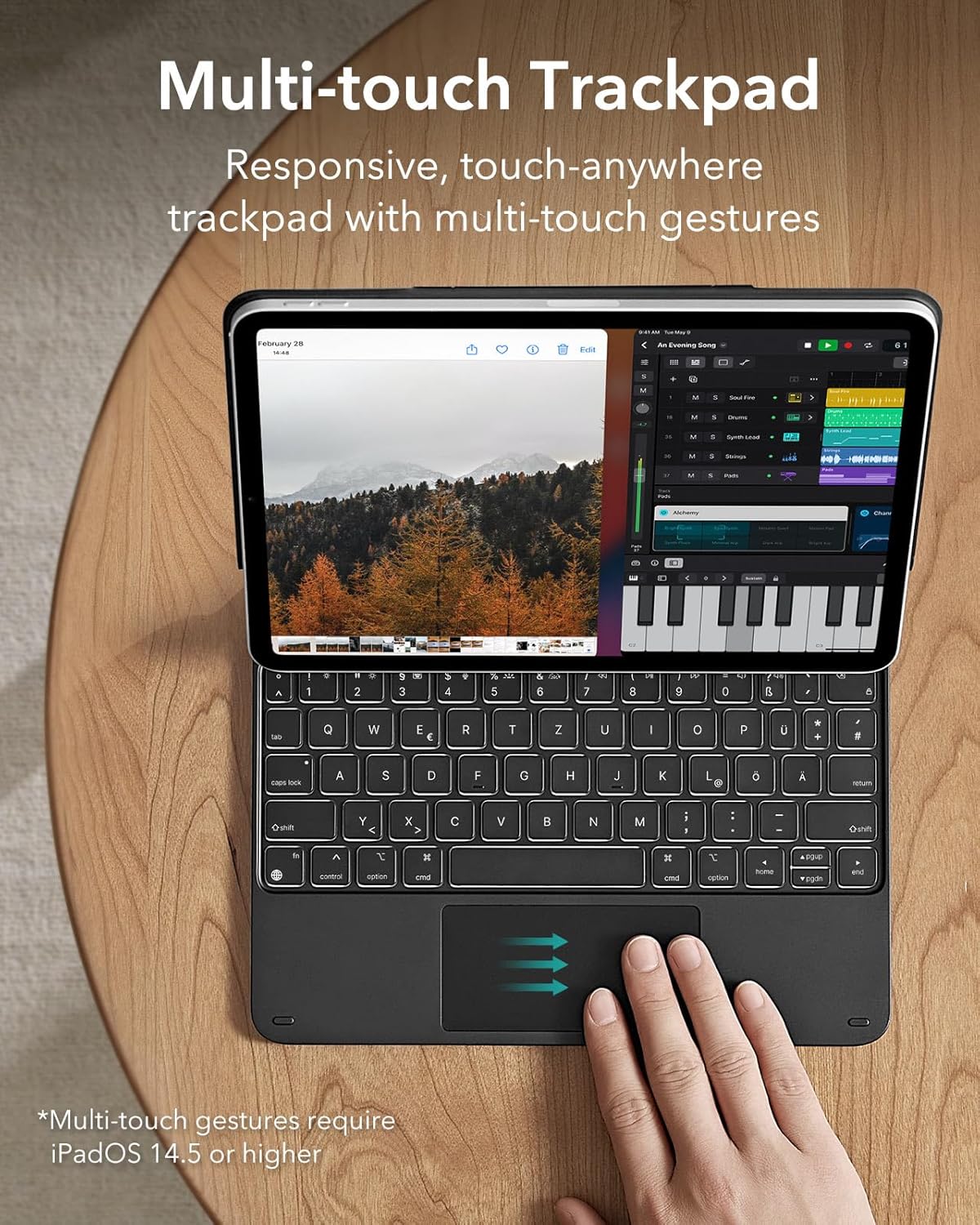 ESR Magnetic Keyboard Hülle,Tastatur für iPad Air 5/4/Pro 11 Deutsch