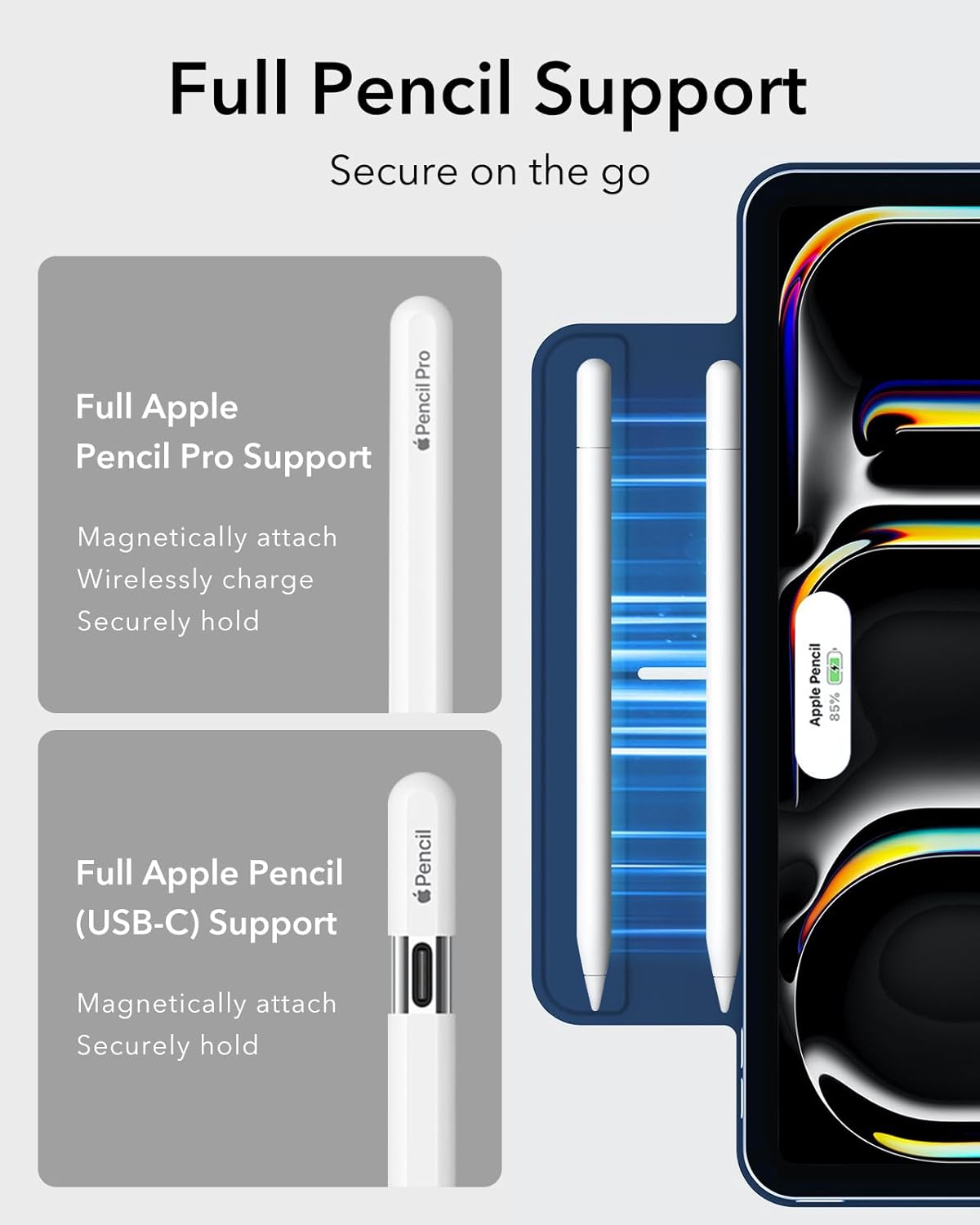 ESR für iPad Pro 13 Hülle (2024) Magnetische Befestigung Rebound Serie, Dunkelblau