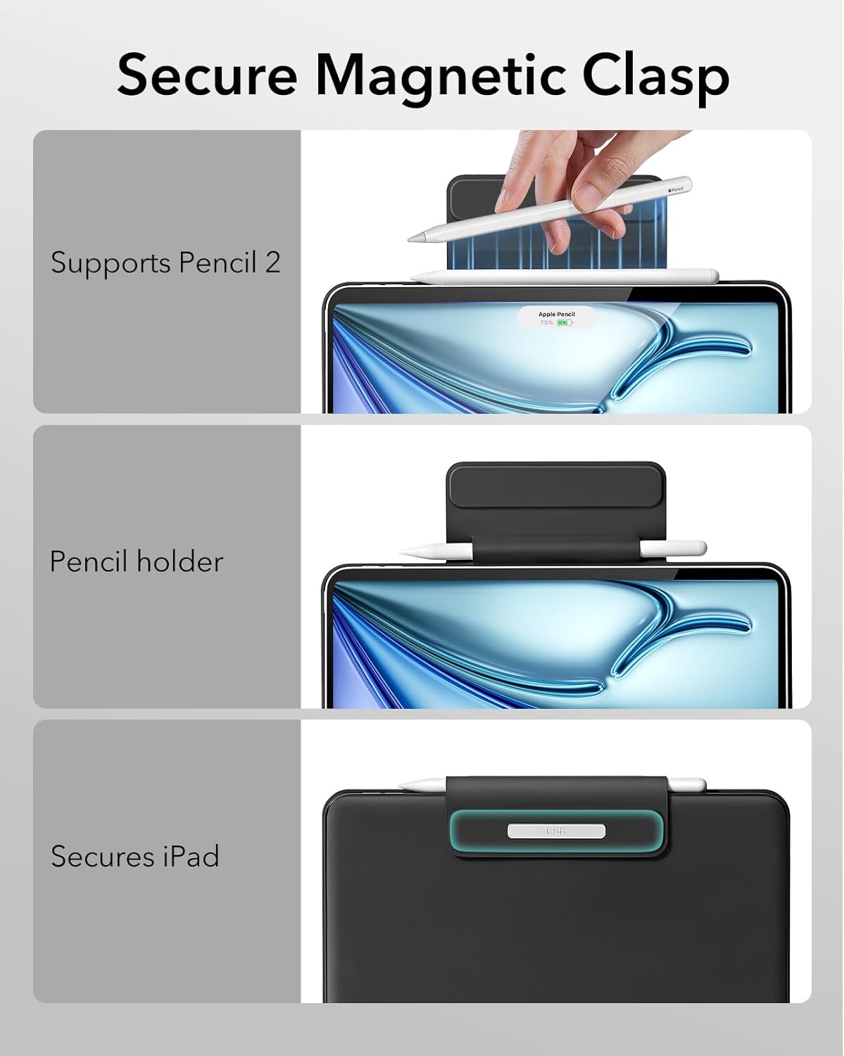 ESR Magnetic Keyboard Hülle,Tastatur für iPad Air 5/4/Pro 11 Deutsch