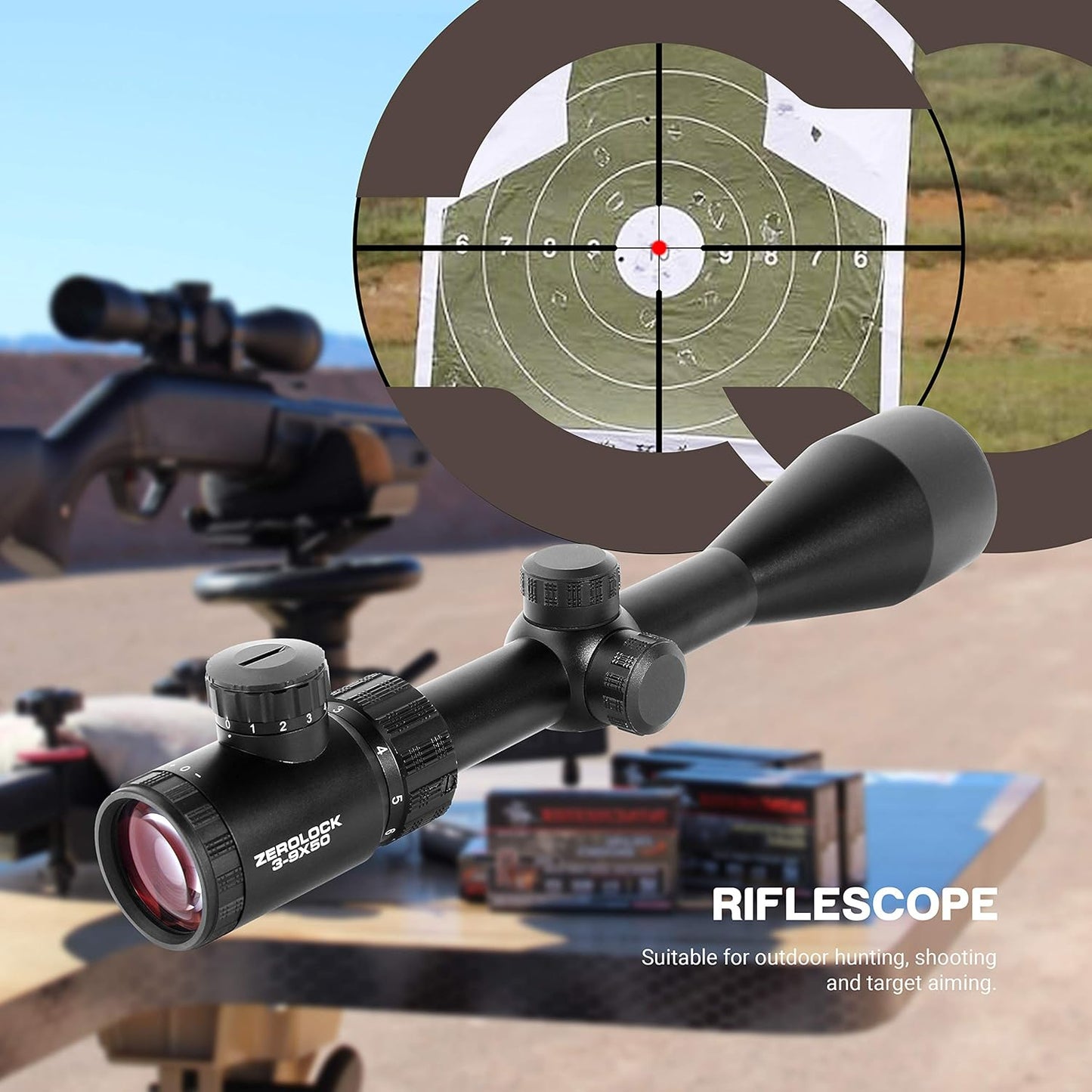 ESSLNB Zielfernrohr 3-9x50MM Dünnwandige Struktur Airsoft Luftgewehr 11-stufige Helligkeiten 20mm/22mm
