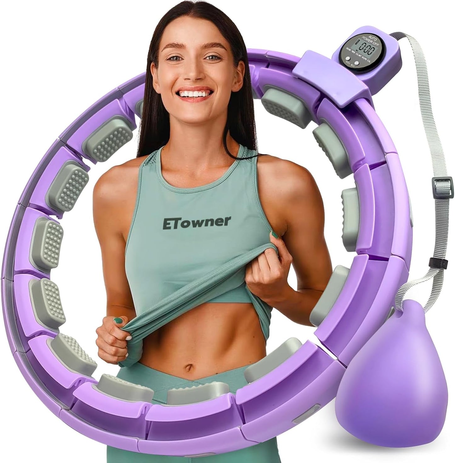 Etowner Smart Hula Hoop mit Zähler, Gewichtsreifen für Anfänger und Erwachsene,128 cm