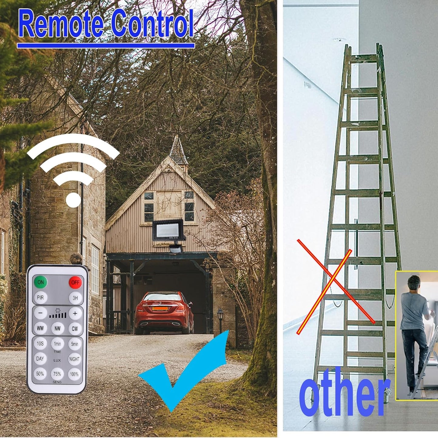 Etrogo 50W LED Strahler mit Stecker mit Bewegungsmelder mit Fernbedienung 5000Lm
