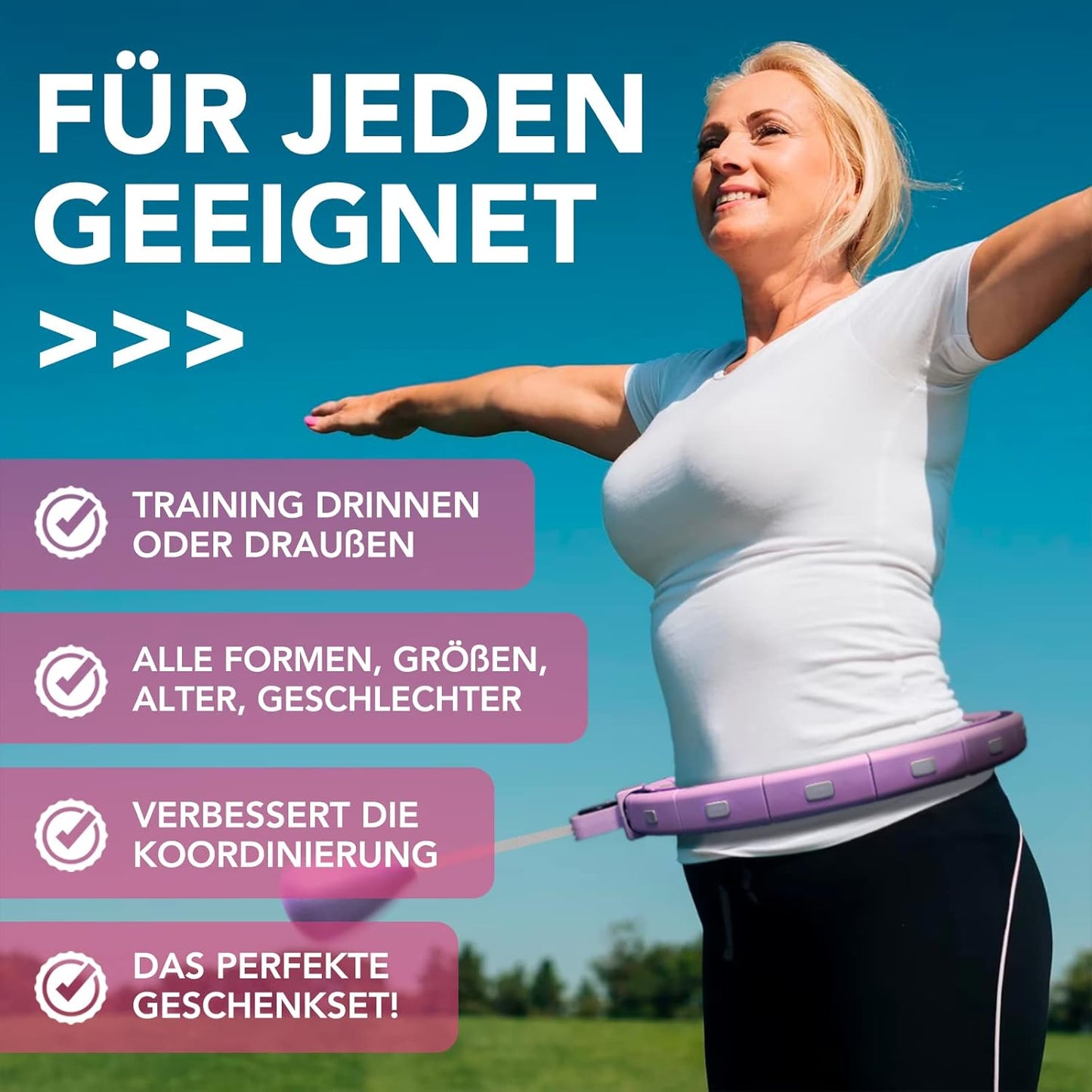 Etowner Smart Hula Hoop mit Zähler, Gewichtsreifen für Anfänger und Erwachsene,128 cm