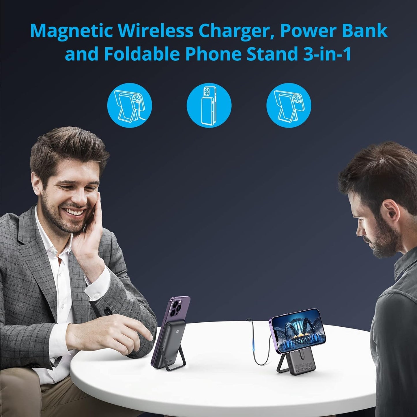 Euker Wireless Powerbank 10000mAh , MagSafe-Funktion und 20W Schnellladung (PD),