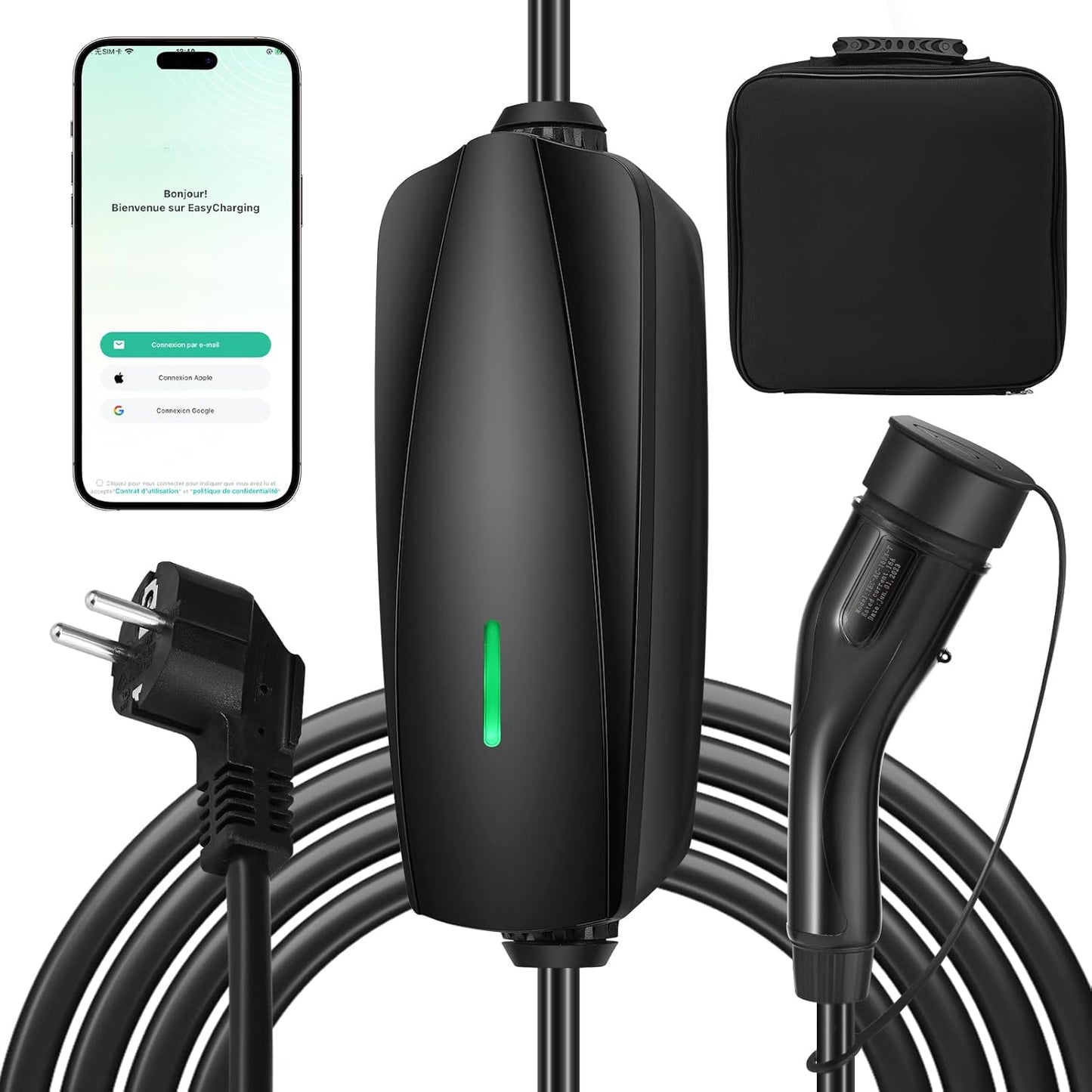 Evjuicion Ladegerät für Elektroauto, App, 6m, Schuko, 6-16AEV Ladegerät Typ 2