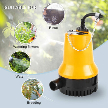 Everfarel Tauchpumpe Wasserpumpe DC 12V 60W 3600L/H pour bateau Teich avec câble de 1,3 m (Orange)