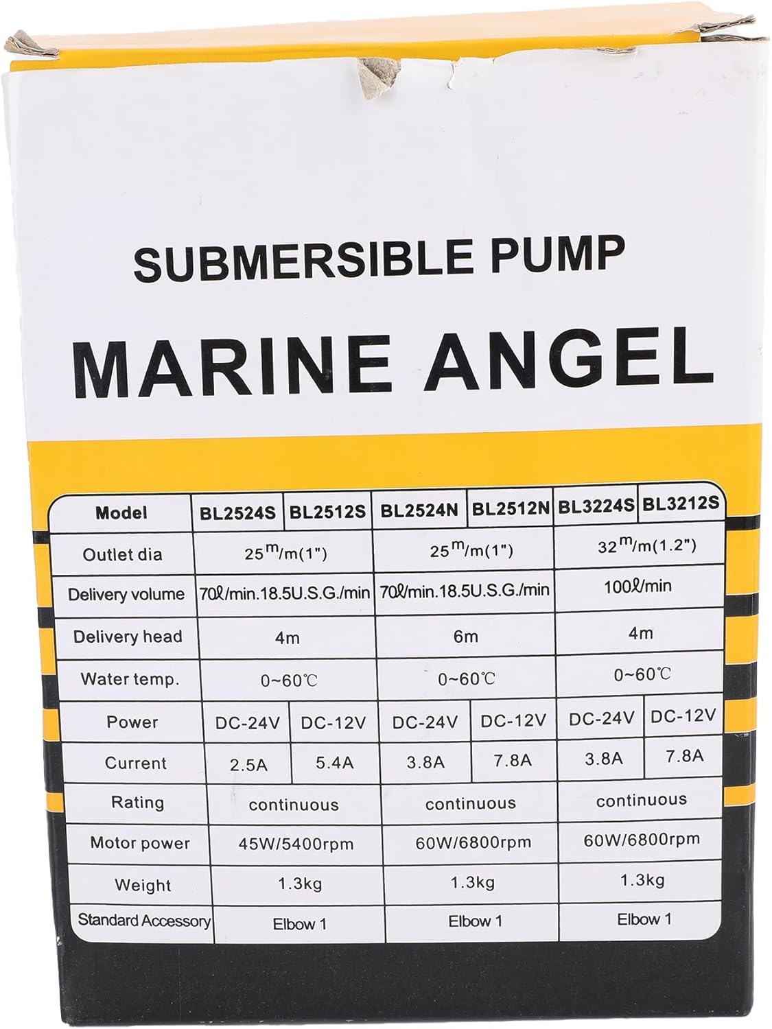 Everfarel Tauchpumpe Wasserpumpe DC 12V 60W 3600L/H pour bateau Teich avec câble de 1,3 m (Orange)