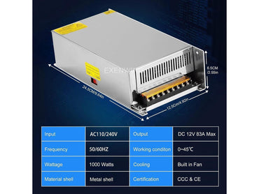 EXENWING Schaltnetzteil Trafo 12V 83A | 1000Watt Netzteil Transformator Spannungswandler
