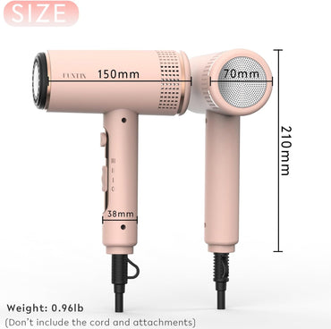 FUNTIN Haartrockner, bürstenloser Föhn, 2000 W, ionisch, mit Diffusorbürste Rosa