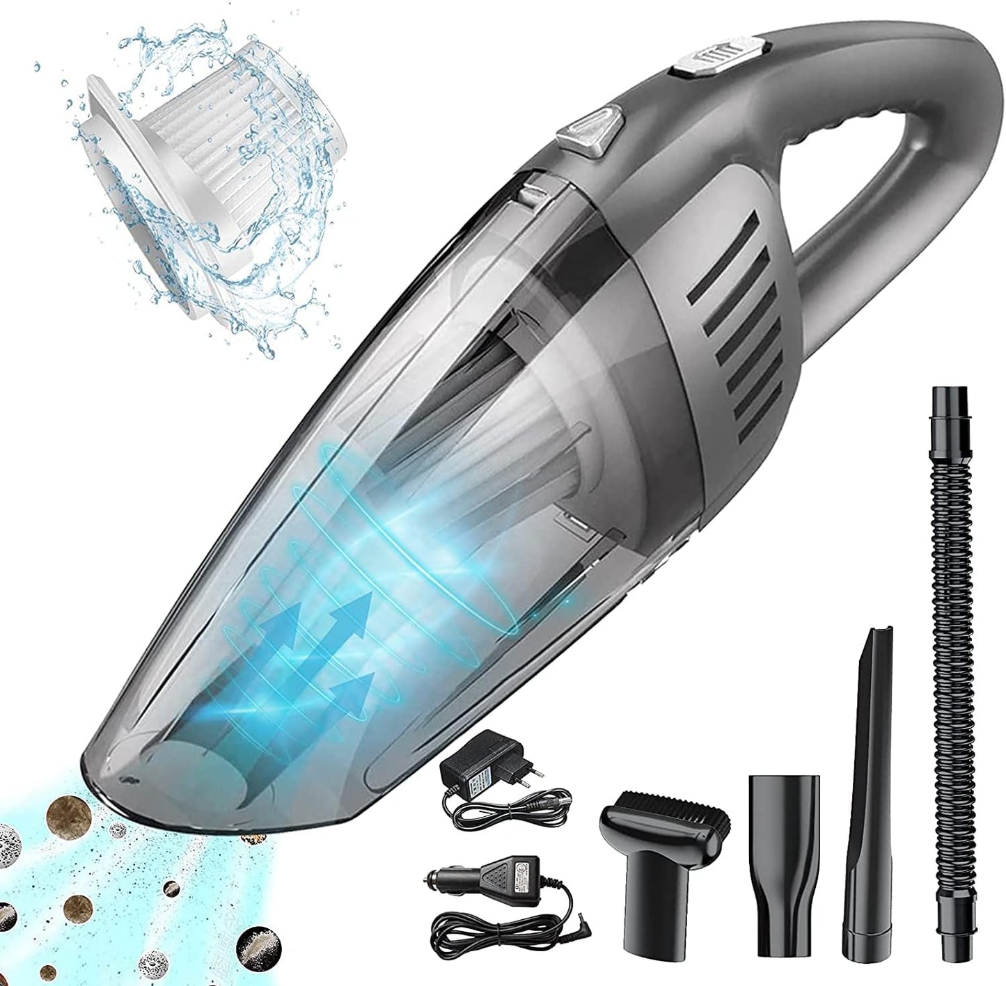 FARSAW Handstaubsauger Akku 8000Pa, Kabellöser mit 120W starkem Motor