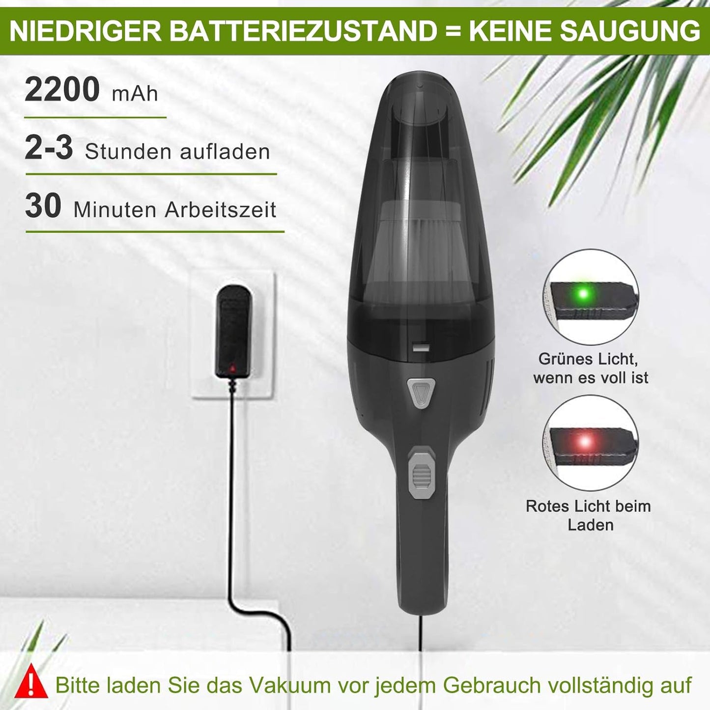 FARSAW Handstaubsauger Akku 8000Pa, Kabellöser mit 120W starkem Motor