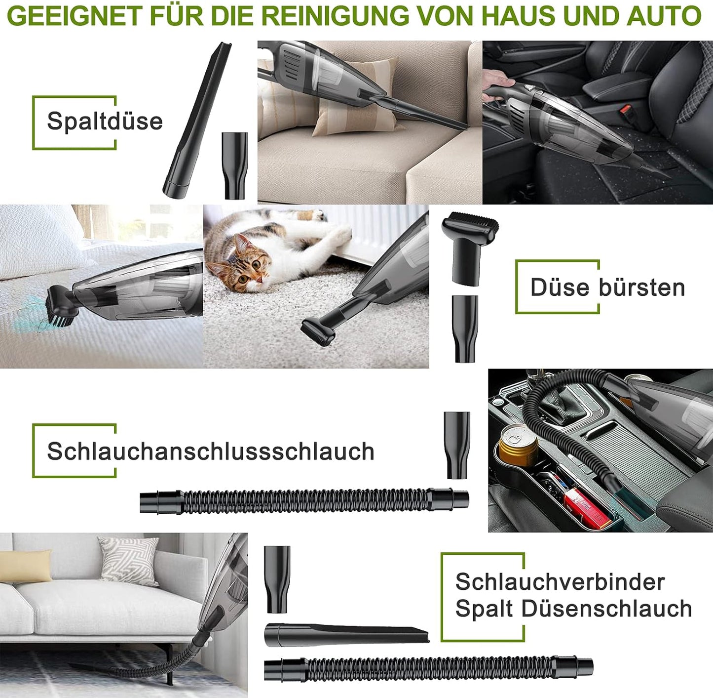 FARSAW Handstaubsauger Akku 8000Pa, Kabellöser mit 120W starkem Motor