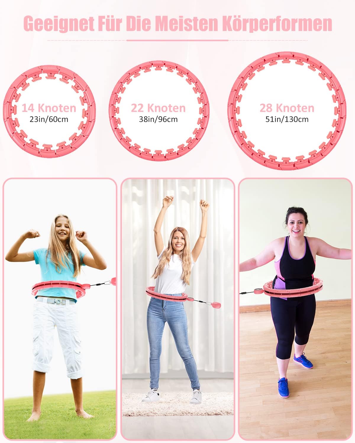 Fivangin Hula Hoop für Erwachsene, Smart Fitnessbänder mit intelligentem Zähler