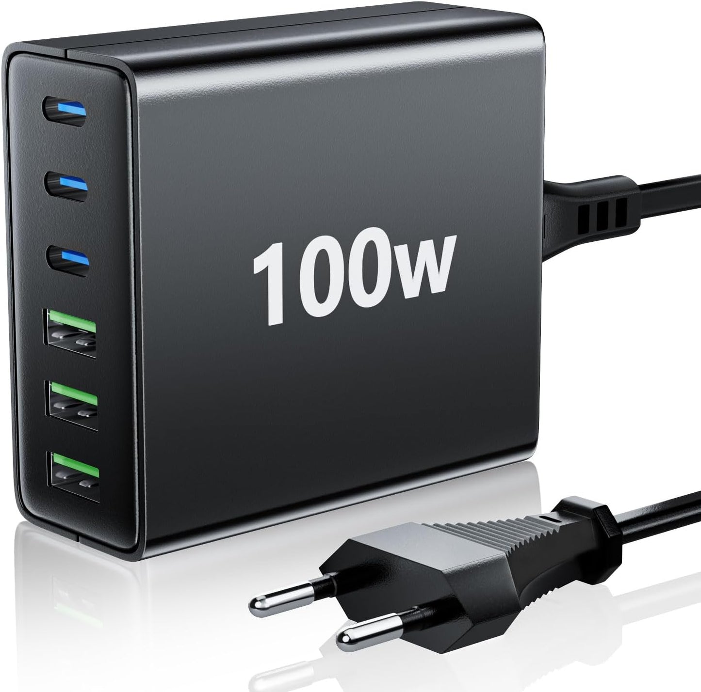 FINIBO USB C Ladegerät100W 6-Port Schnellladegerät mit USB-C und A