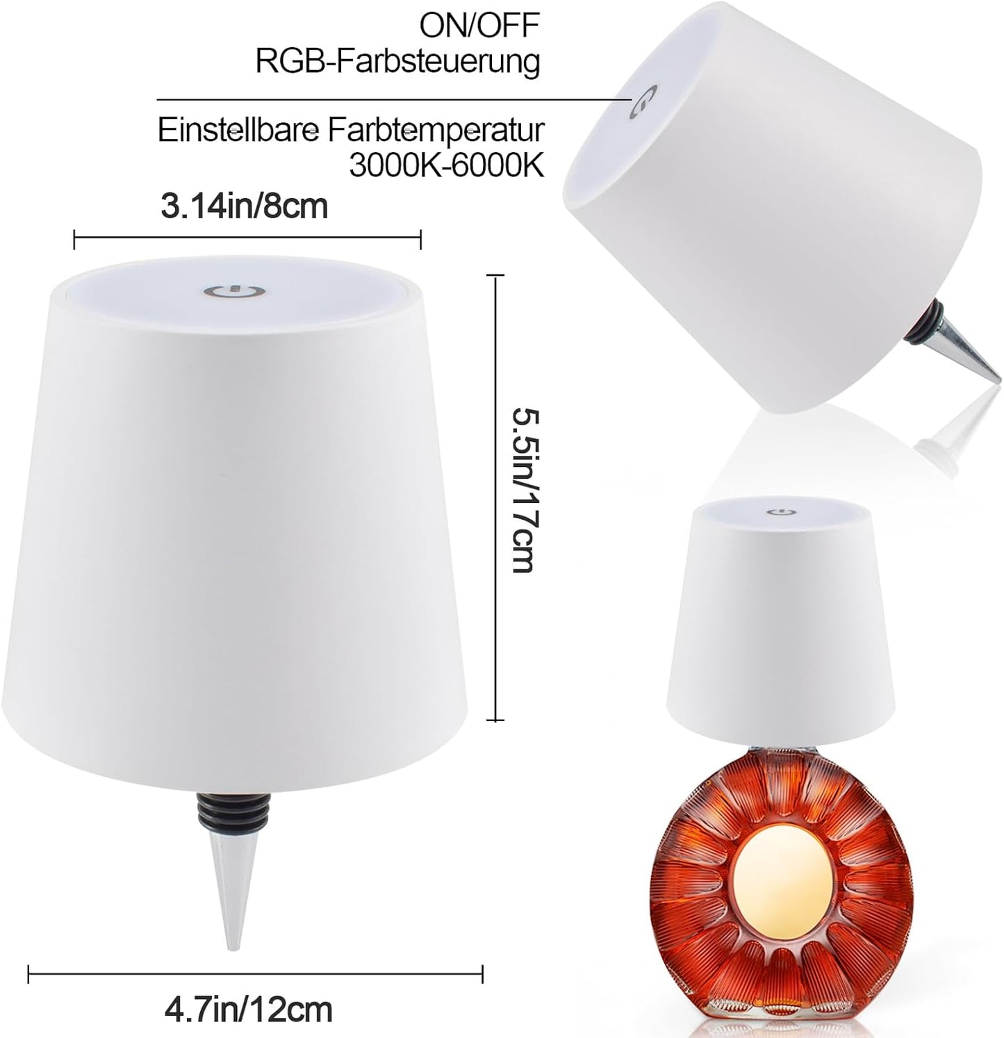 Funmo 4-in-1 LED Nachttischlampe mit Ladefunktion, 15W Touch Dimmbar mit Bluetooth Lautsprecher