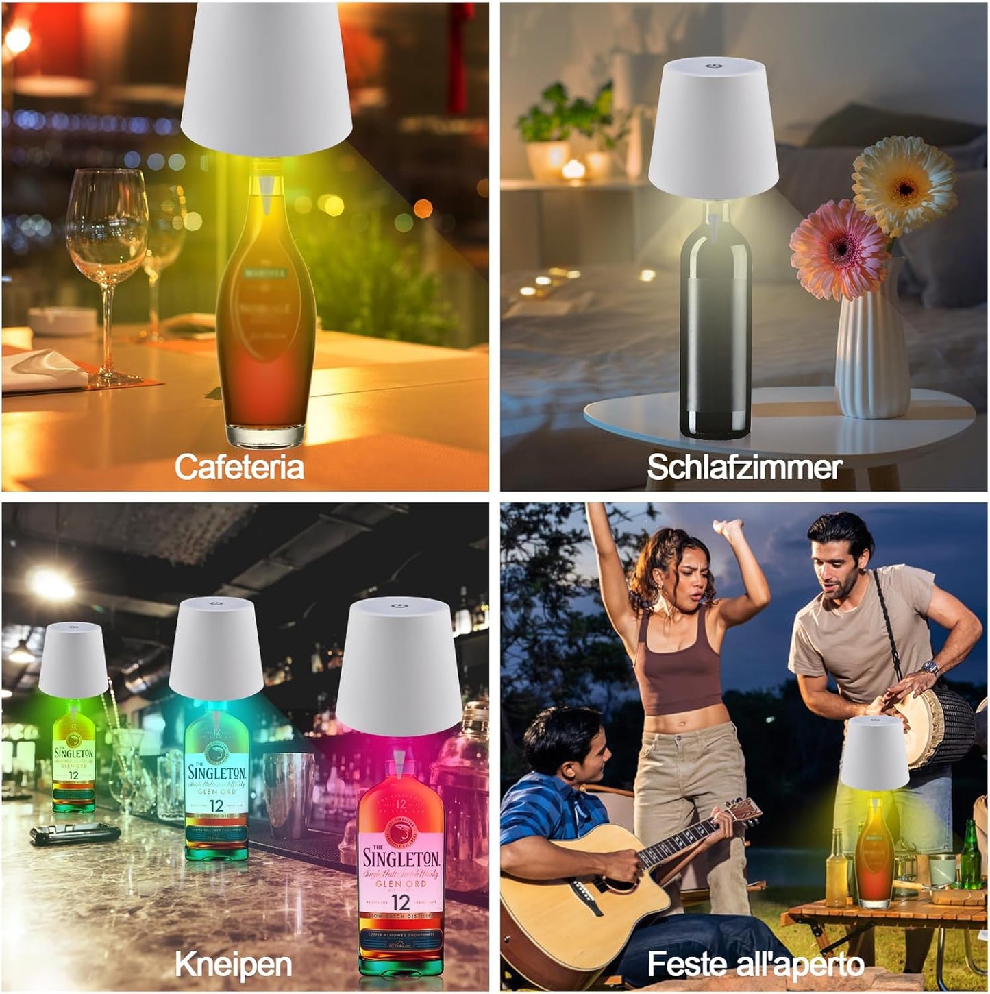 Funmo 4-in-1 LED Nachttischlampe mit Ladefunktion, 15W Touch Dimmbar mit Bluetooth Lautsprecher