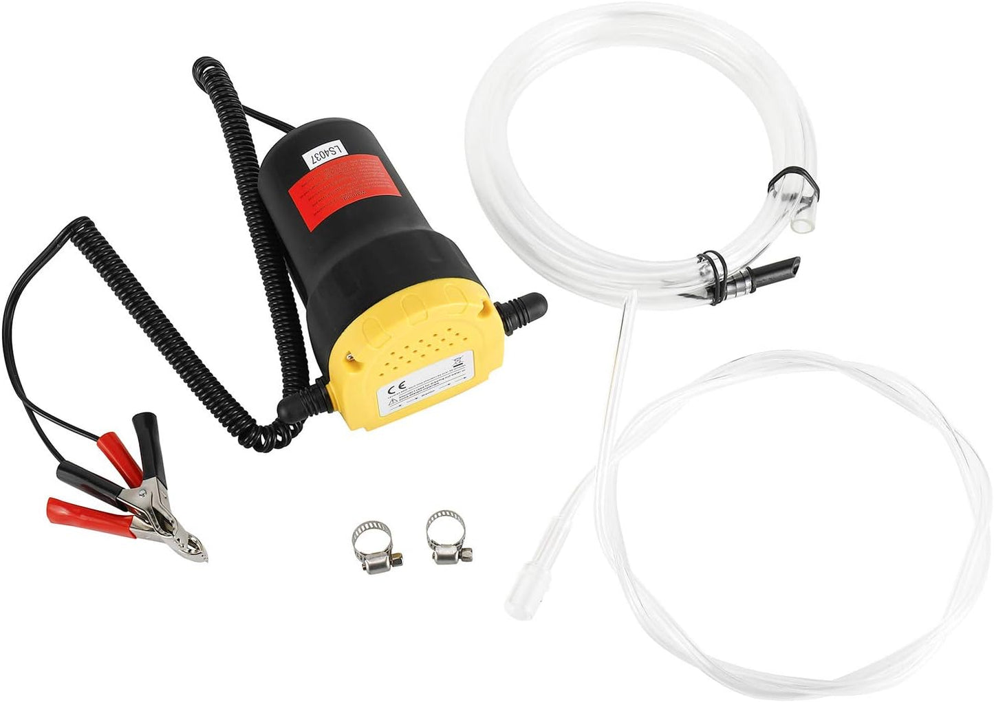 FreeTec 12V 60W Ölabsaugpumpe Dieselpumpe Ölpumpe Kraftstoffpumpe zum Ölwechsel Motoröl Heizöl (Rot)