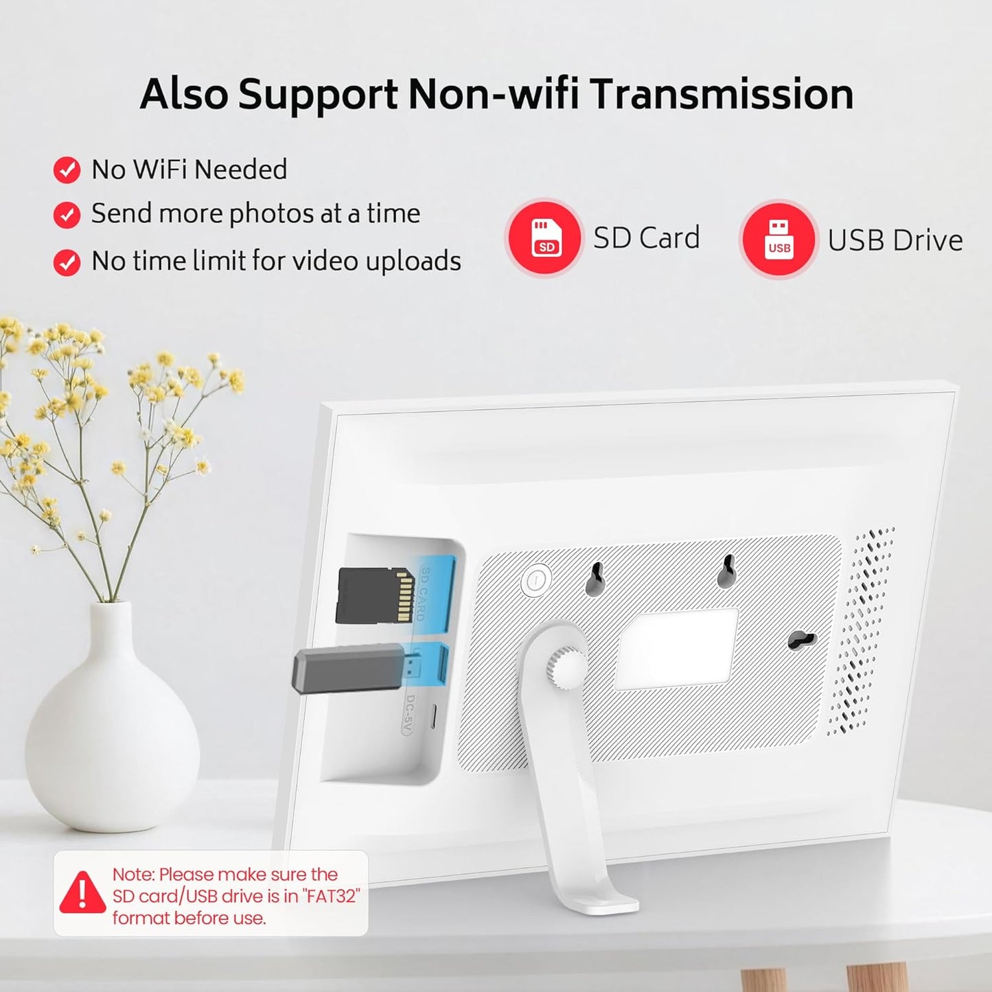 Frameo 10,1 Zoll WiFi Digitaler Bilderrahmen mit 32 GB Speicher, 1280 x 800 IPS Weiß